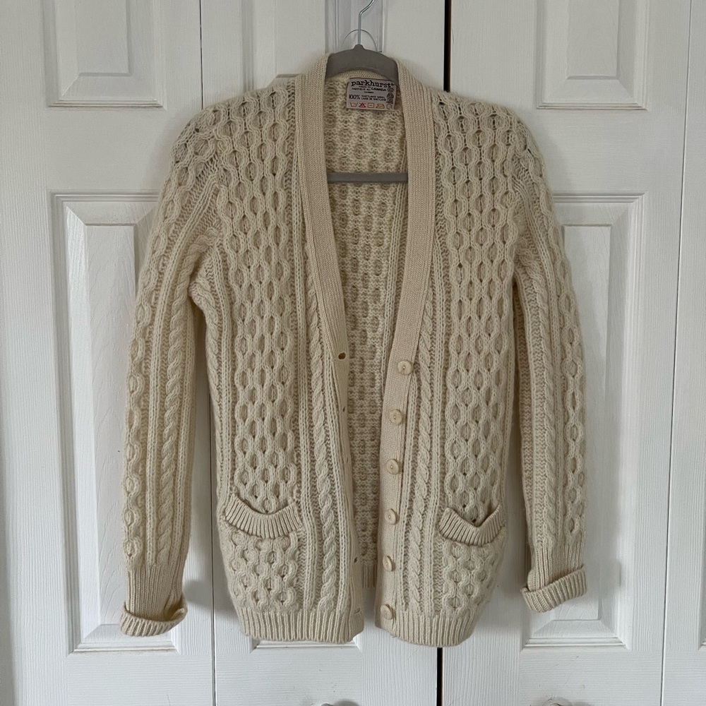 Parkhurst cream wool cardigan.